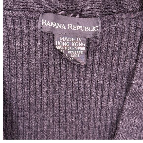 Banana Republic 100% Merino Wool Gray Ribbed Sweater Knit Button Vest -Medium - Picture 4 of 4